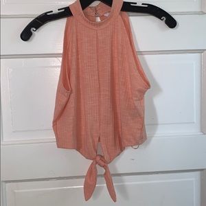 Cropped pink/orange halter tank